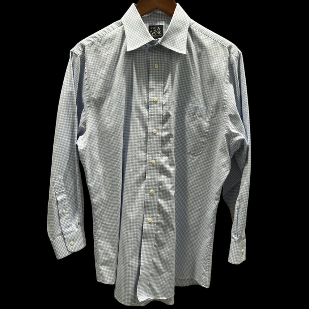 DONATED Jos. A. Bank Executive Collection Tailored Fit Blue Plaid Dress Shirt